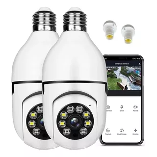 Ampolleta Con Cámara 2 Unidad Seguridad Panorámica Wifi 360