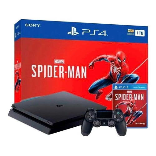 Sony PlayStation 4 Slim 1TB Marvel's Spider-Man Bundle color  negro azabache