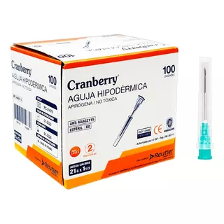 Aguja Hipodermica 21g X 1 1/2 - Caja 100 Unds Cranberry 