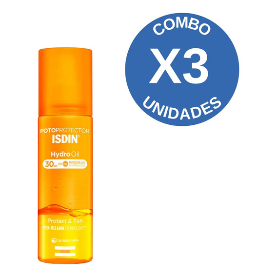 Combo X3 Isdin Fotoprotector Spf30+ Hydro Oil 200 Ml