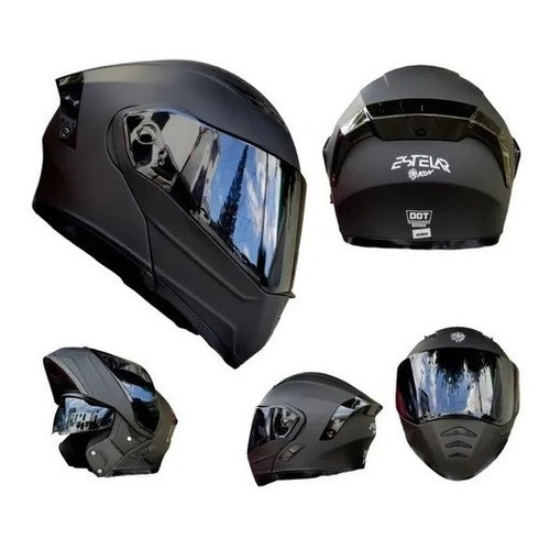 Casco Motociclista Kov Estelar Nebula Negro Mate Abatible