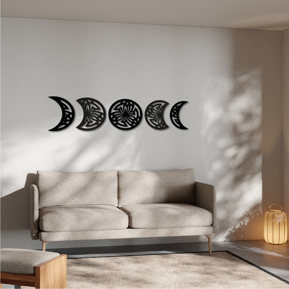Cuadro Madera Calado Mdf Fase Luna Moderno Living Decorativo Color Negro Imback Selene