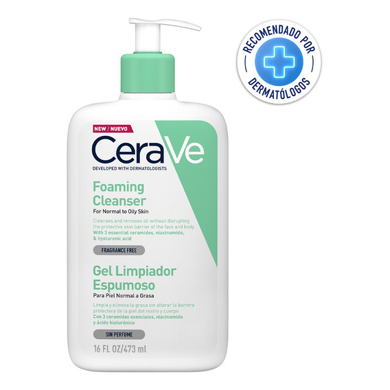 Gel Cerave Limpiador Espumoso Piel Normal A Grasa De 473 Ml 