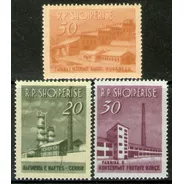 Albania 3 Sellos Mint Refinería Petróleo, Curtiembre  1963 