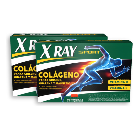 Pack X2 X-ray Sport Colágeno 60 Comprimidos C/u Sabor Sin Sabor