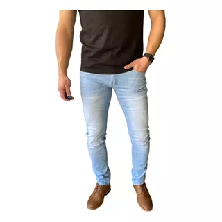 Pantalón Jeans Elasticado Slim Celeste