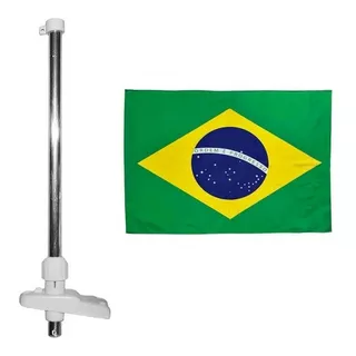 Mastro Porta Bandeira Retrátil Branco + Bandeira - Barcos