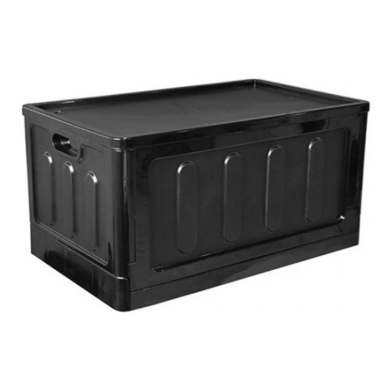 Caja organizadora de plástico plegable desmontable negra de 75 litros