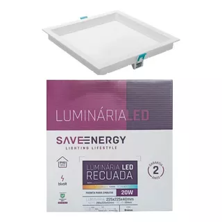 Luminaria Led 20w Embutir Recuado Save Energy 3000k Quente Cor Branco 110v/220v