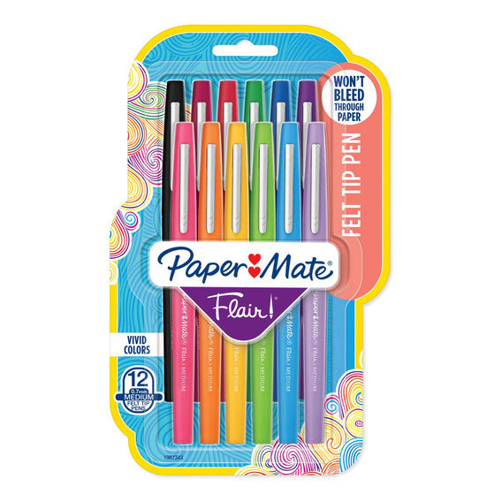 Marcadores Paper Mate Flair 12 Colores Sutidos
