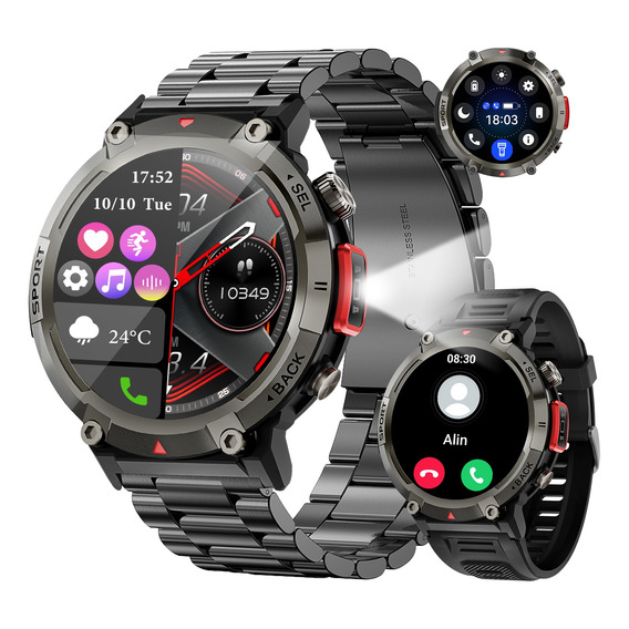 Reloj Inteligente Hombre Con Bocina/ Linterna Reloj Militar