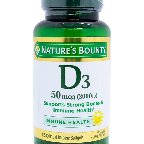 Natures Bounty Vitamina D3 50mcg Suplemento X150 Capsulas Sabor Sin sabor