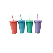 20 Vasos Reutilizable 470ml Tapa Sorbete Colores Pastel Liso