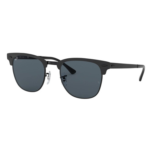 Anteojos de sol Ray-Ban Clubmaster Metal Standard con marco de metal color matte black, lente blue de cristal clásica, varilla matte black de metal - RB3716