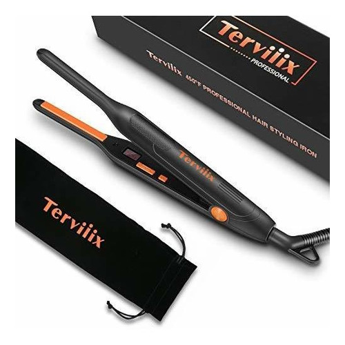 Terviiix Plancha Pequeña Para Cabello Corto, Lapiz De Temp Color Orange