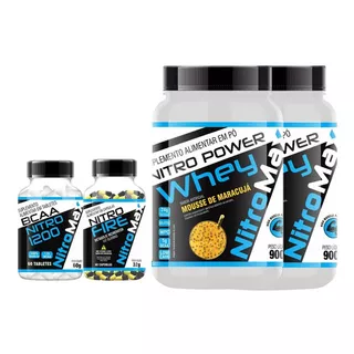 Kit 2x Whey Protein + Bcaa + Termogenico Sabor Mousse De Maracujá