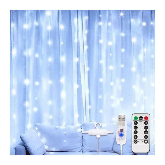 Cortinas Serie Luces 300 Led Decorativas Usb 8 Modelo 3x3m