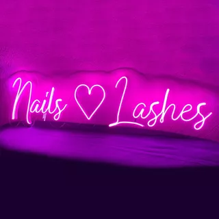 Letrero Led Neon Nails Lashes 120 X 35cm Color A Elegir Neón