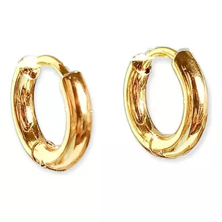 Argollas Huggies Clasicas 8mm Chapadas En Oro 18k Basicos