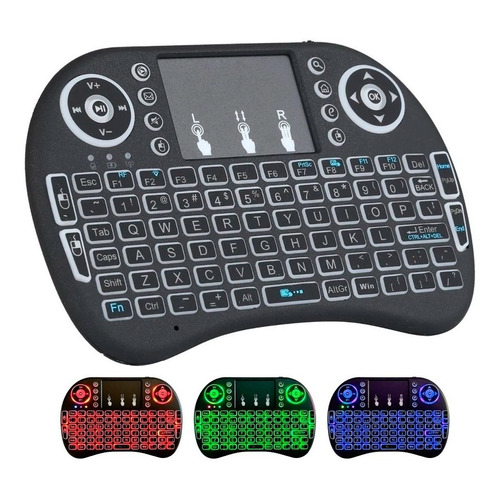 Mini Teclado Inalámbrico Led Retroiluminado Smart Tv Android Color del teclado Negro RGB