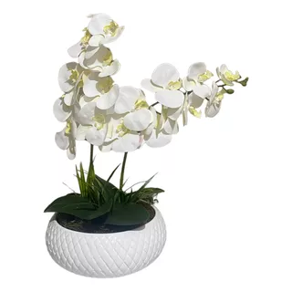 Aranjo Orquidea Branca No Vaso Branco Texturizado