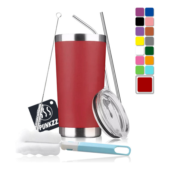 Vaso Térmico Portátil De Acero Inoxidable 20oz Con Calor/frí Color Rojo