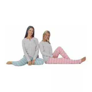 Pijama Invierno Algodon Botones Amamantar - Luna 4302-22