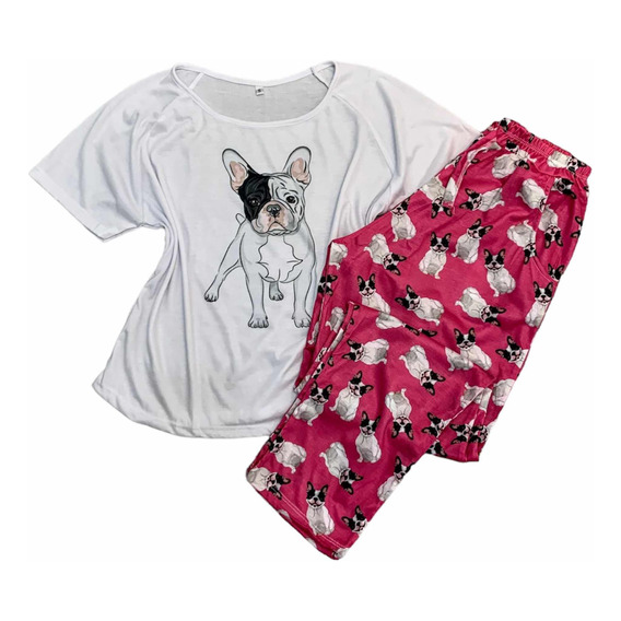 Pijama Frenchie Rosado Pantalon + Remera Manga Corta