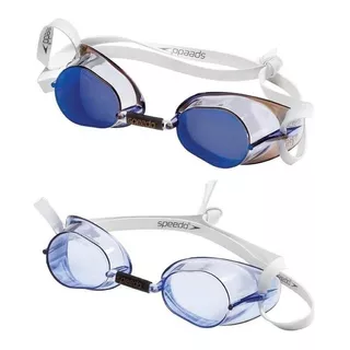Set Par De Goggles Para Natación Speedo Estilo Sueco Color Blanco