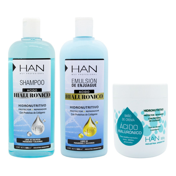 Han Acido Hialuronico Shampoo Acondicionador + Mascara 500ml