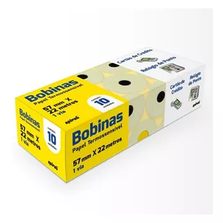 Bobina Térmica P/ Cartão De Crédito/relógio De Ponto 57mmx22m Cor Branco