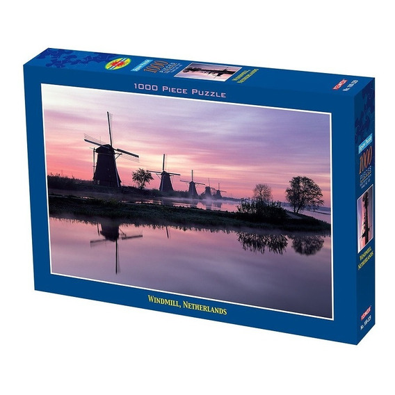 Puzzle Tomax Molinos De Viento Holanda Iluminado 1000 Piezas