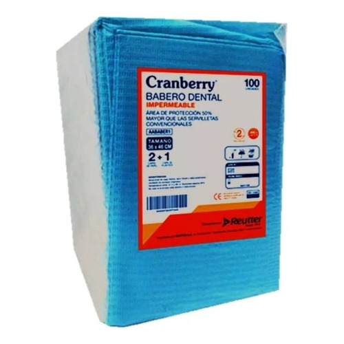 Babero Dental Impermeable 35x45cm Cranberry Bolsa 100 Un