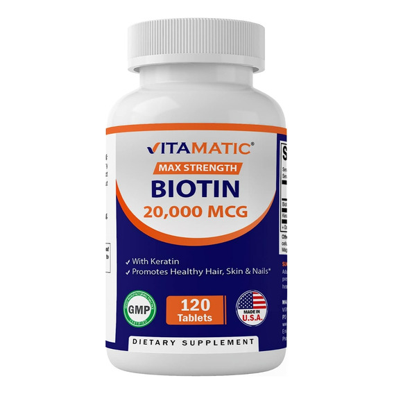 Biotin Biotina 20,000 Mcg 120 Tabletas Cabello Barba Usa