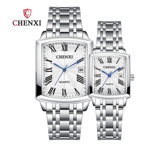 Relojes Chenxi Business Square para pareja, 2 piezas, color de fondo blanco