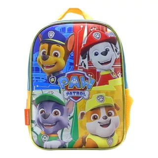 Mochila Espalda Paw Patrol Jardin Pw106 Orig. 12'' Color Celeste/amarillo