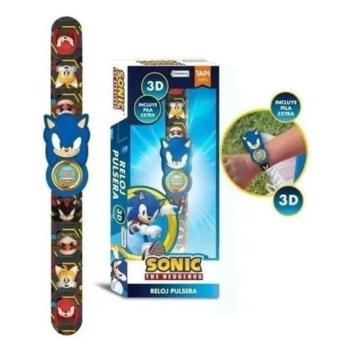 Reloj Pulsera 3d Sonic Infantil Color de la malla Azul