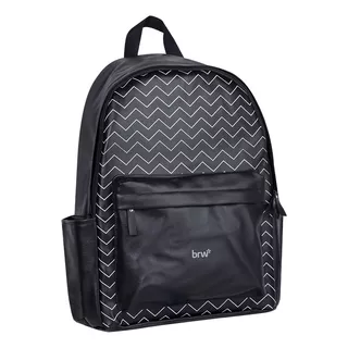 Mochila Urbana Espalda Bolso Color Negro Ecocuero Brw Color Black Zigzag Mc0660