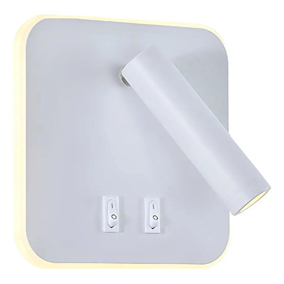 Aplique Pared Blanco Doble Led Con Tecla L2510b Mks Blanco