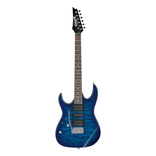 Guitarra eléctrica para zurdo Ibanez RG GIO GRX70QA gio de álamo transparent blue burst con diapasón de amaranto