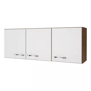 Armário Aéreo Indékes De Cozinha Com 3 Portas Off White120cm Cor Marrom