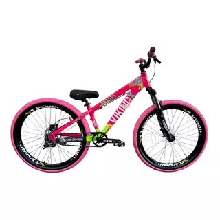 Bicicleta Vikingx Tuff 25 Dj/grau/wheeling Single Rosa/verde