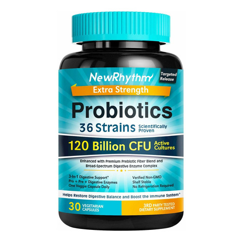Suplemento en cápsula NewRhythm  Probioticos 120 Billones CFU probióticos en pote 30 un
