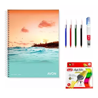 Cuaderno Universitario + 4 Bic + Corrector + 4 Resaltadores