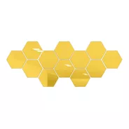 12pzs Acrilico Decorativo Espejo Hexagonal Con Adhesivo Muro