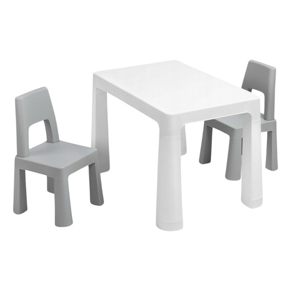 Juego Set De Mesa Infantil 2 Sillas Nórdico Reforzado Gris