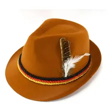 Chapéu Alemão C/ Pluma Oktoberfest Carnaval Festa Fantasia Cor Marrom