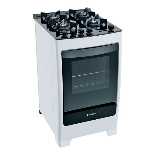 Cocina James C700 V 4 Hornallas Mesada De Vidrio Blanca