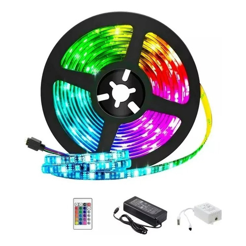 Kit Completo Tira Led Rgb 5050 5m Eliminador Y Control Dosyu