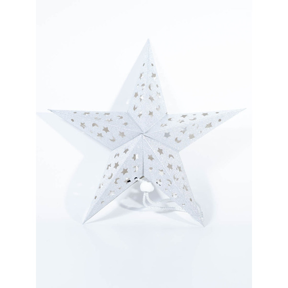 Decoración Estrella Plateada 5 Puntas Glitter 30cm